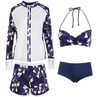 画像をギャラリービューアに読み込む, レディース水着 4点セットh364029