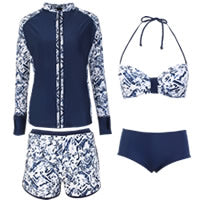 画像をギャラリービューアに読み込む, レディース水着 4点セットh364029