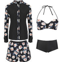 画像をギャラリービューアに読み込む, レディース水着 4点セットh364029